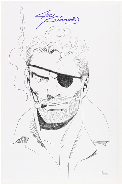1980s Joe Sinnott Nick Fury W/ Cigar & Jacket Pencil Sketch Signed 11x17 Print (JSA) 
