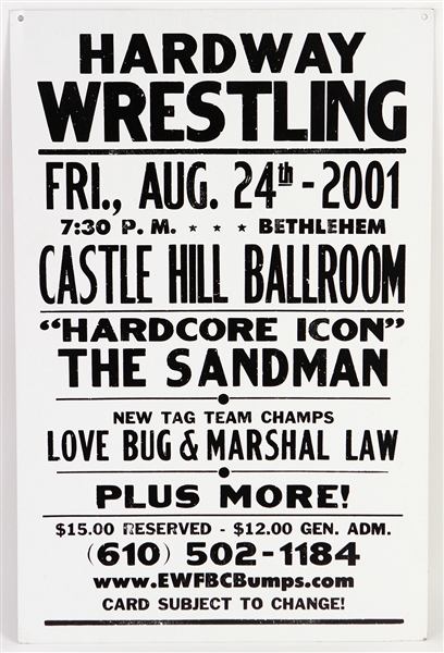 2001 Hardway Wrestling 17" x 26" Broadside w/ "Hardcore Icon" The Sandman, Love Bug, Marshall Law & More