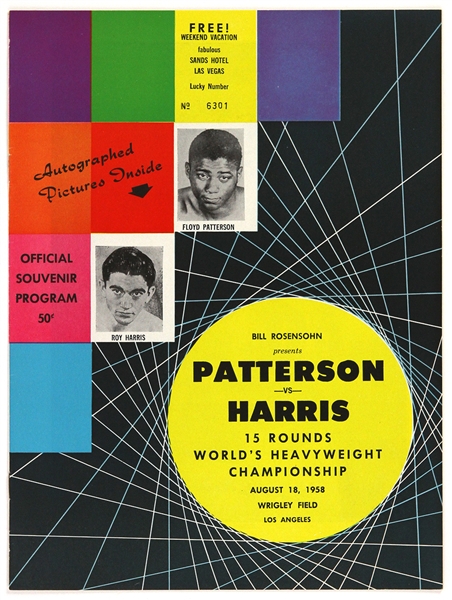 1958 Floyd Patterson Roy Harris World Heavyweight Title Bout Fight Program