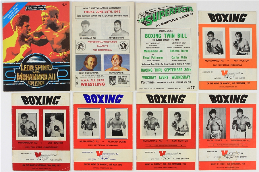 1972-78 Muhammad Ali World Heavyweight Champion Closed Circuit Fight Programs - Lot of 8