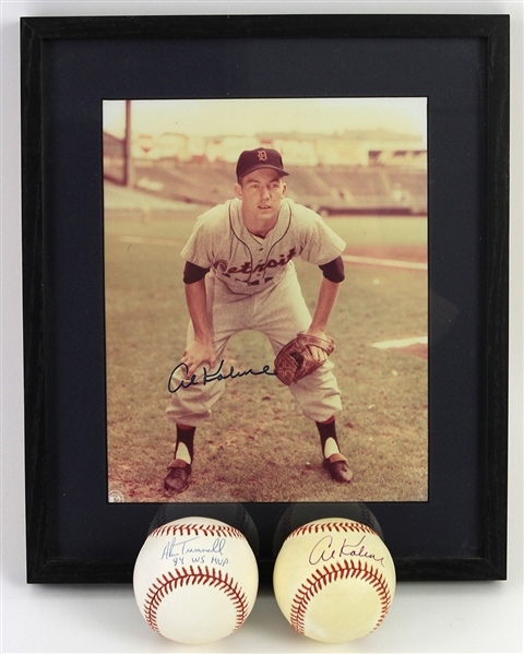 1980s-2000s Al Kaline Alan Trammell Detroit Tigers Signed Baseballs & Framed Photo - Lot of 3 (JSA)