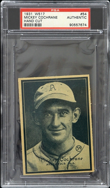 1931 Mickey Cochrane Philadelphia Athletics Hand Cut W517 #54 Trading Card (PSA Slabbed)