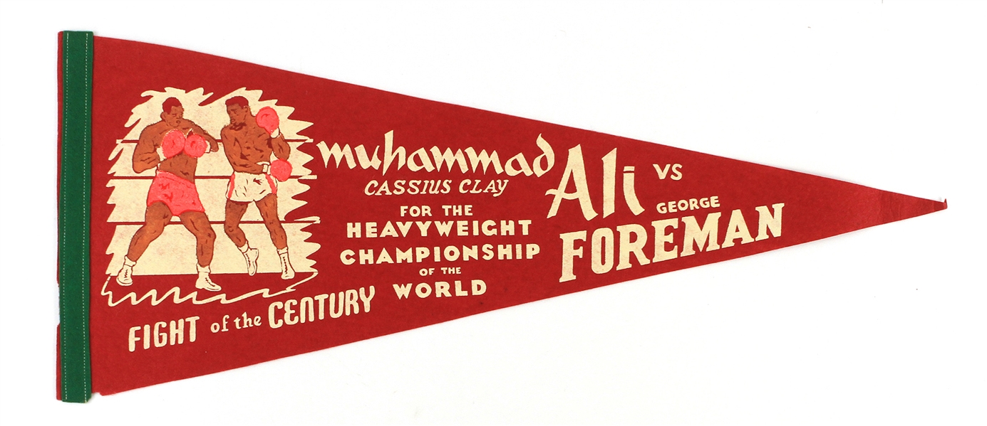 1974 (October 29) Muhammad Ali George Foreman Heavyweight Title Fight 27" x 29" Pennants - Lot of 2 