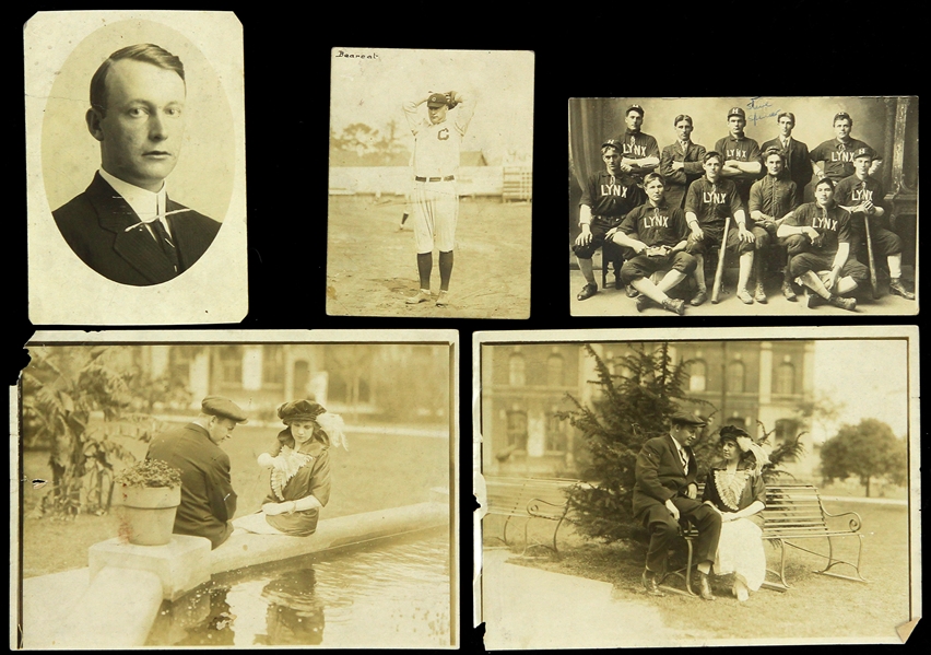1910s Vintage Baseball 12" x 16" Original Photo Display w/ 5 Photos