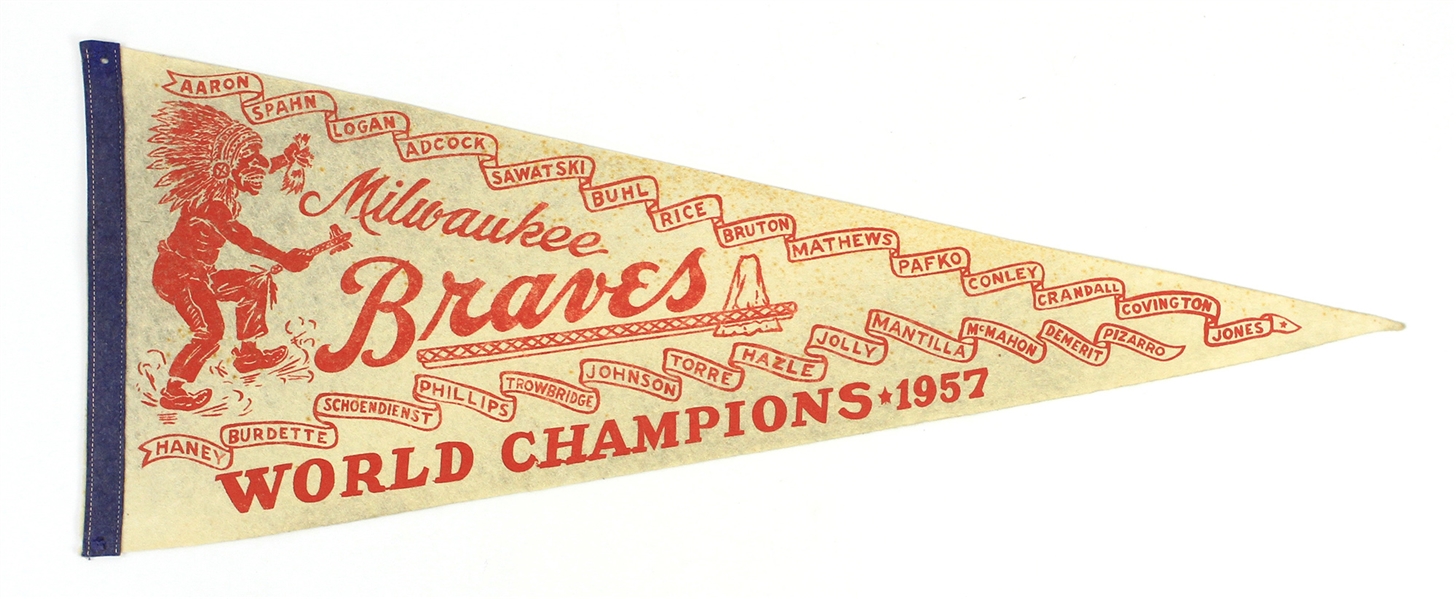 1957 Milwaukee Braves World Champions 29" Pennant