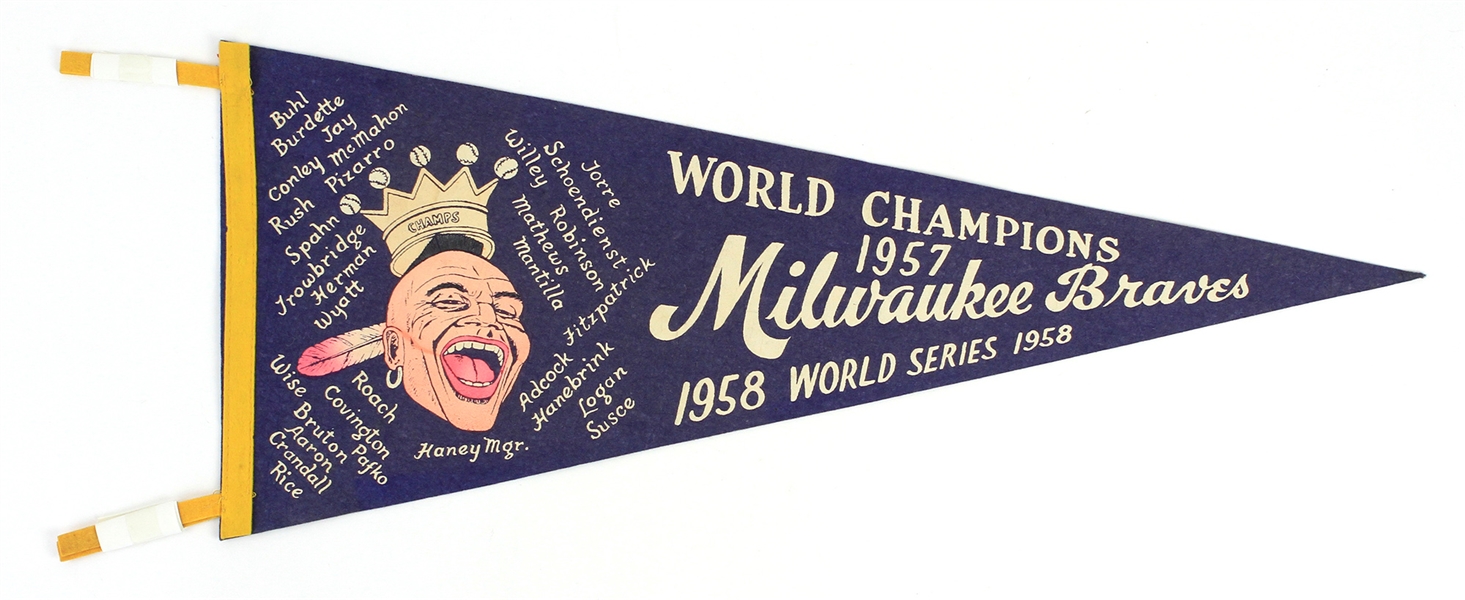 1958 Milwaukee Braves World Series 29" Pennant