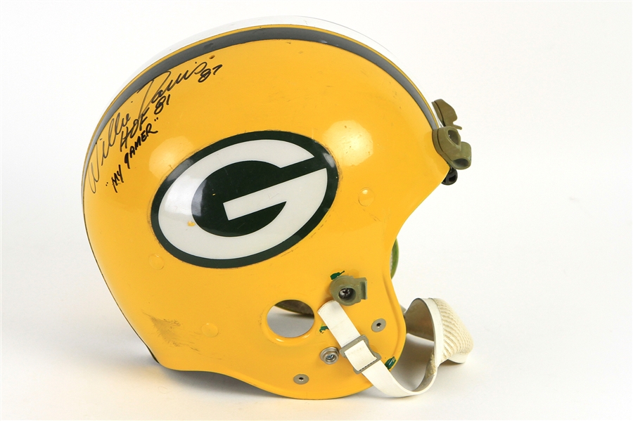 1960s Willie Davis Green Bay Packers Signed Game Worn Helmet (MEARS LOA/JSA)