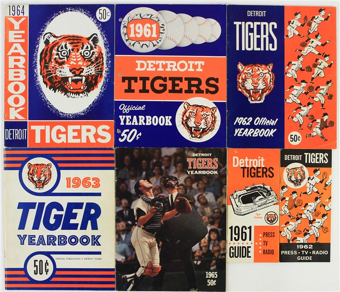 1961-65 Detroit Tigers Team Yearbook & Press TV Radio Guides - Lot of 7