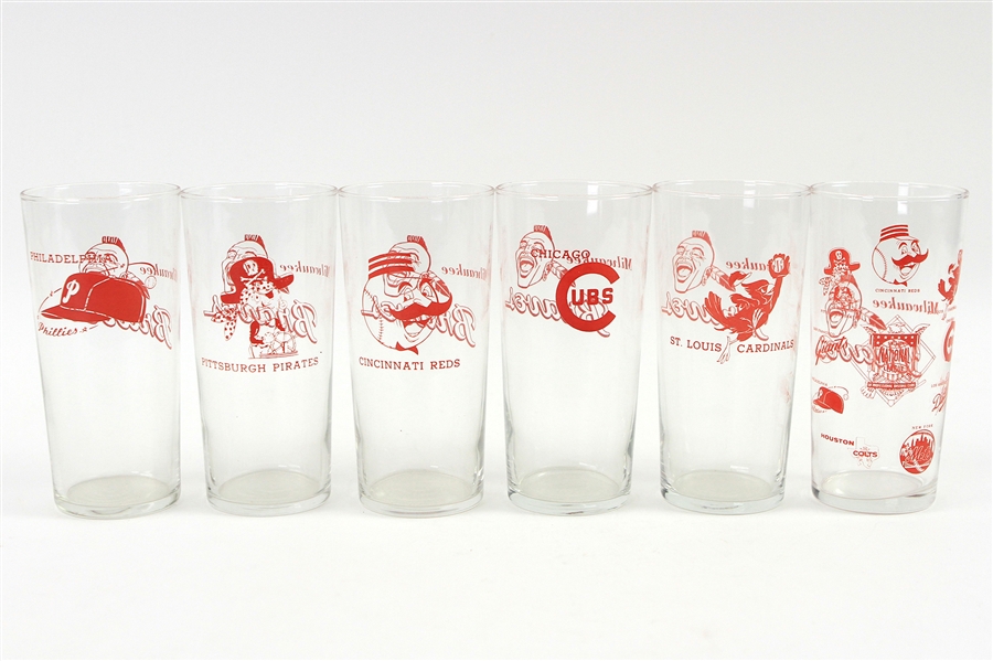 1950s-60s Milwaukee Braves Drinking Glass Collection - Lot of 35 w/ World Series & More