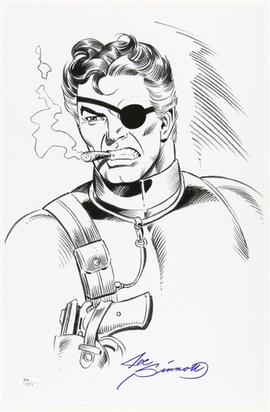 1980s Joe Sinnott Nick Fury Torso Pencil Commission Sketch Signed 11x17 Print (JSA) 
