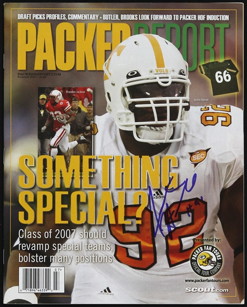 2007 Justin Harrell Green Bay Packers Signed Packer Report (JSA)