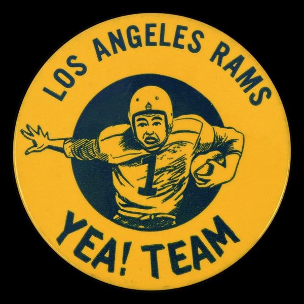 1950s Los Angeles Rams "Yea! Team" 3" Pinback Button 