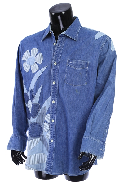 2000s William Shatner Worn Faconnable Long Sleeve Button Up Patterned Denim Shirt (Shatner LOA/MEARS LOA)
