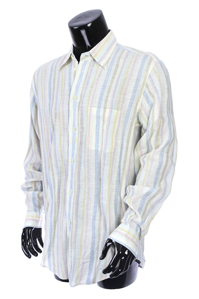 2000s William Shatner Worn Gherardi Long Sleeve Button Up Linen Shirt (Shatner LOA/MEARS LOA)