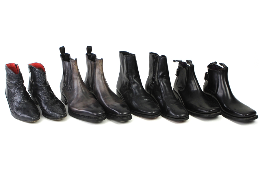 2000s William Shatner Worn Leather Ankle Boots Collection - Lot of 4 Pairs w/ Santoni, Florsheim, Jean Baptiste Rautureau & Foti Alligator (Shatner LOA/MEARS LOA)
