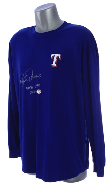 2003 Rafael Palmeiro Texas Rangers Signed & Inscribed Game Worn Undershirt (MEARS LOA/JSA)