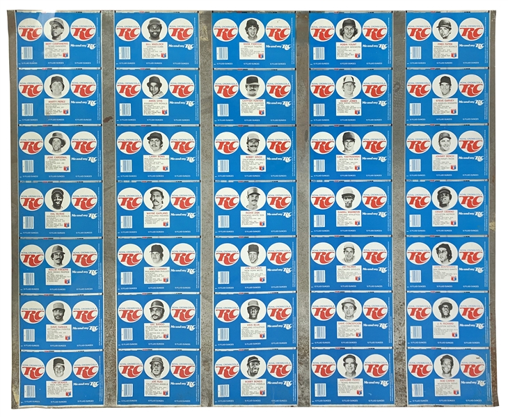 1977 RC Cola MLB Player Can Uncut Aluminum Sheets - Lot of 2 w/ Complete Set of 70 Players