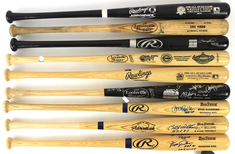 1990s-2000s Commemorative & Signed Baseball Bat Collection - Lot of 9 w/ Billy Williams, Ryne Sandberg, Ferguson Jenkins & More (JSA)