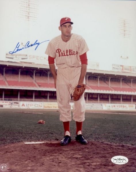 1959-60 Gene Conley Philadelphia Phillies Autographed 8x10 Color Photo *JSA*