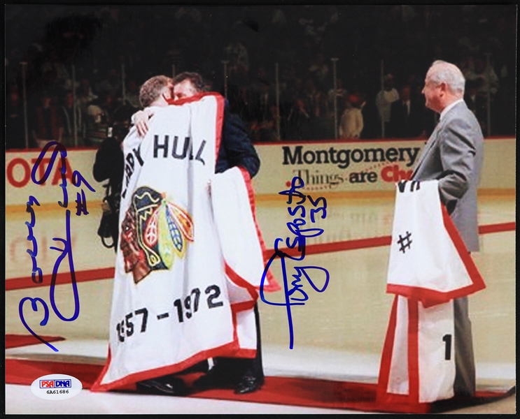 2000s Bobby Hull Tony Esposito Chicago Blackhawks Signed 8" x 10" Photo (PSA/DNA)