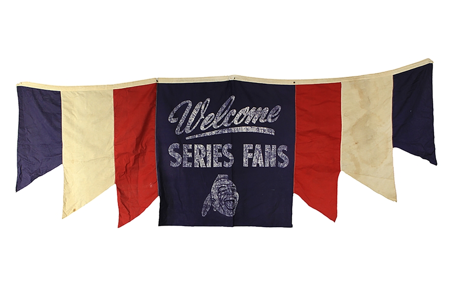 1957 Milwaukee Braves 35" x 98" "Welcome Series Fans" County Stadium World Series Banner (MEARS LOA)