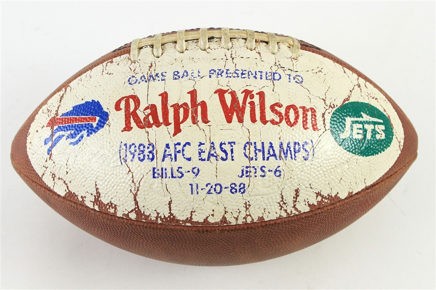 1988 (November 20) Ralph Wilson Buffalo Bills Painted Game Ball Presentation Football (MEARS LOA) 