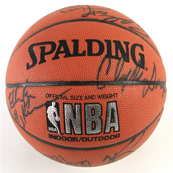 1995-96 Houston Rockets Team Signed ONBA Basketball w/ 12 Signatures Including Hakeem Olajuwon, Clyde Drexler & More (JSA)