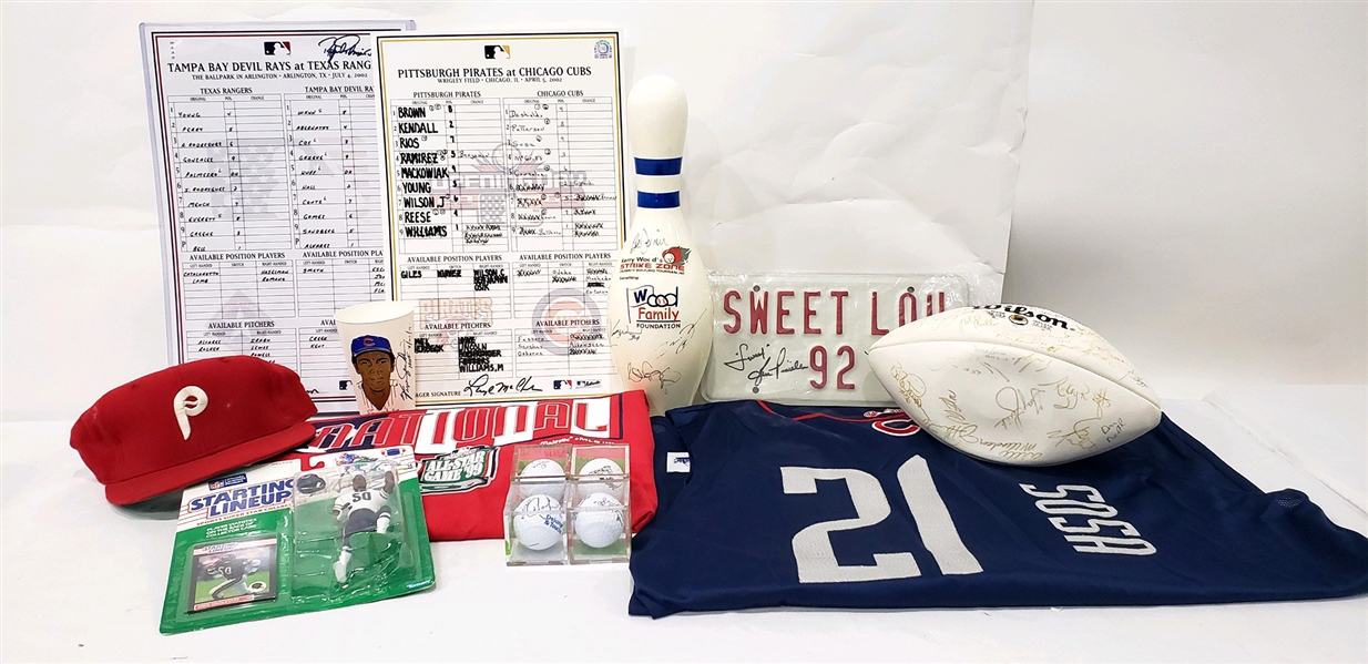 Lot of 10+ Baseball, Football, Bowling Miscellaneous Autographed Memorabilia (MEARS LOA)