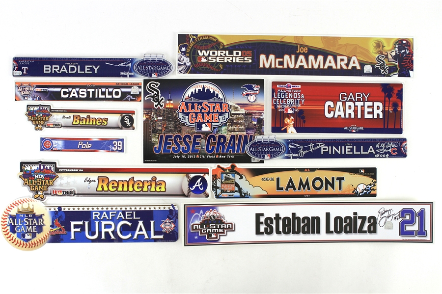 1980s-2000s Caps Stirrups & All Star Locker Room Nameplate Collection - Lot of 19 (MEARS LOA)