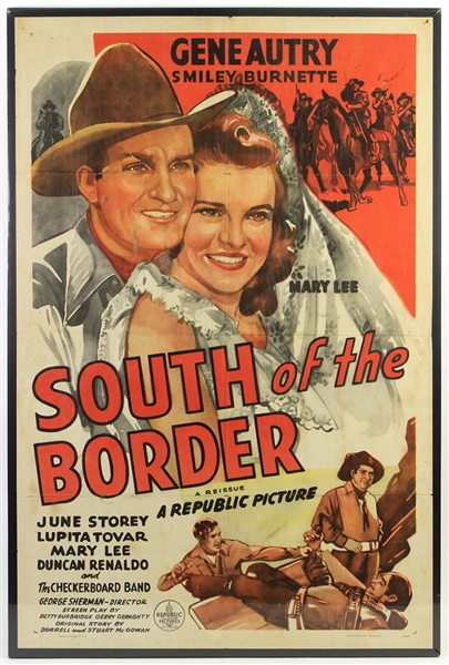 1939 South of the Border Gene Autry Smiley Burnette 27" x 41" One Sheet Movie Poster