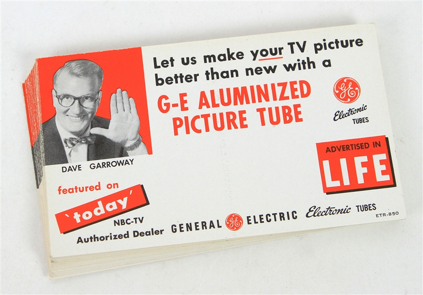1950s Dave Garroway Today Show Host GE Aluminized Picture Tube Postcards - Lot of 25