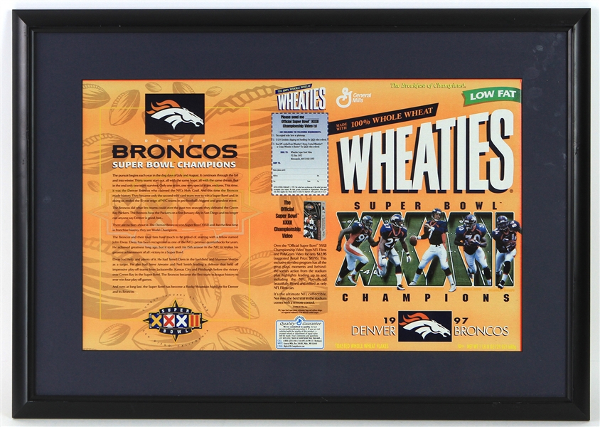 1997 Denver Broncos Super Bowl Champions 20" x 29" Framed Wheaties Box