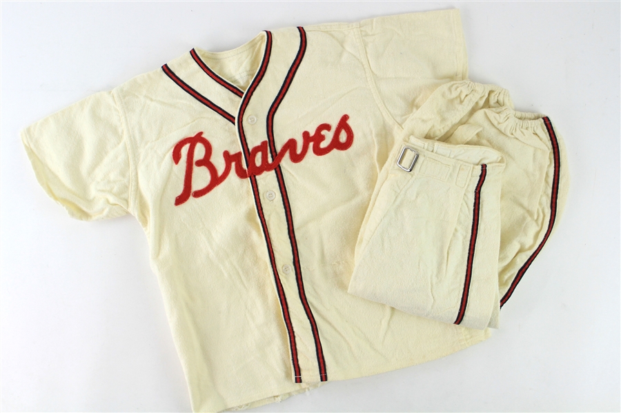 1953-65 Milwaukee Braves Youth Flannel Uniform w/ Jersey & Pants
