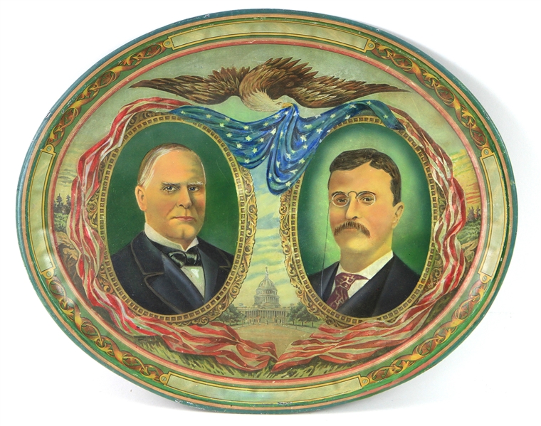 1897-1901 William McKinley Theodore Roosevelt 25th/26th Presidents of the United States 13" x 16" Portrait Tray