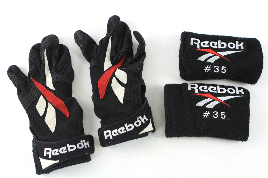 1990s Frank Thomas Chicago White Sox Game Worn Reebok Batting Gloves & Wristbands - Lot of 2 (MEARS LOA)