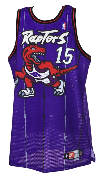1998-99 Vince Carter Toronto Raptors Signed Game Worn Road Jersey (MEARS A10/JSA) Rookie Season