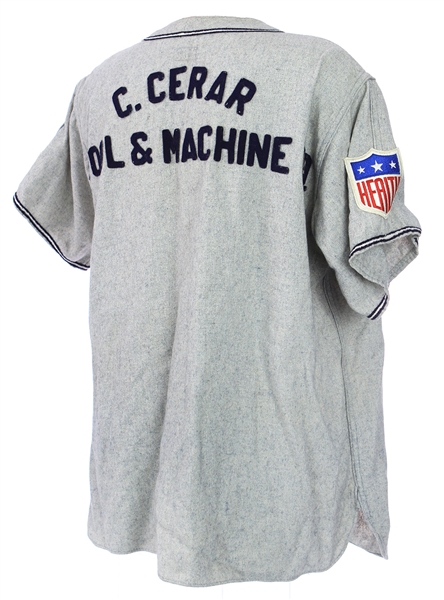 1940s VFW C. Cerar Tool & Machine Co. Game Worn Flannel Baseball Jersey w/ Health Patch (MEARS LOA)