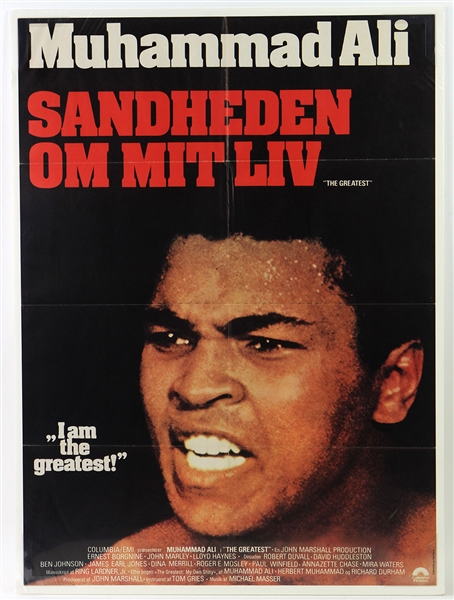 1977 Muhammad Ali The Greatest 24" x 33" Danish Language Movie Poster