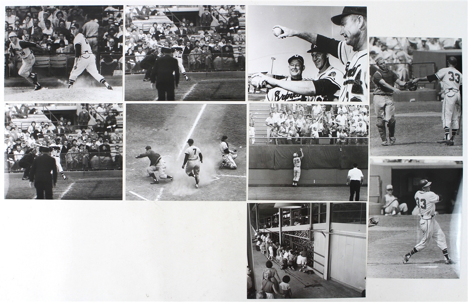 1953-65 Milwaukee Braves 8" x 10" Black & White Photo Collection - Lot of 9 w/ Warren Spahn, Lew Burdette, Lee Maye & More