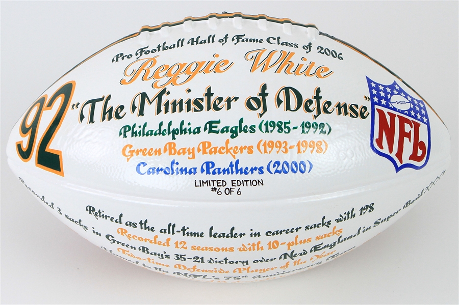 2006 Reggie White Green Bay Packers ONFL Tagliabue Hall of Fame Presentation Football (MEARS LOA) 6/6