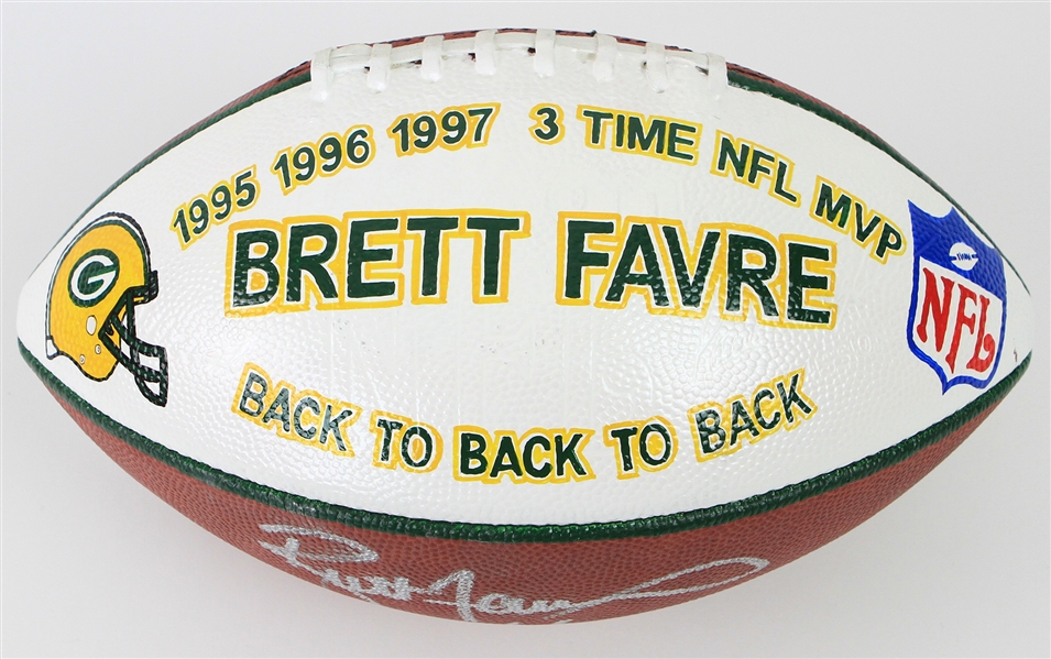 1997 Brett Favre Green Bay Packers Signed ONFL Tagliabue 3-Time NFL MVP Painted Football (MEARS LOA/JSA)