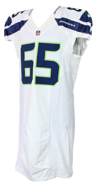 2015 Patrick Lewis Seattle Seahawks Game Worn Road Jersey (MEARS A10/Team COA)