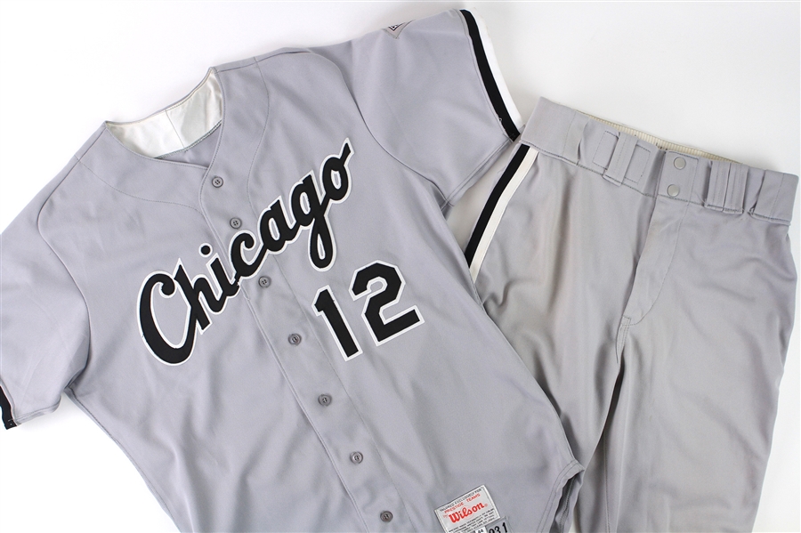 1993 Mike Huff Chicago White Sox Game Worn Road Uniform (MEARS LOA)