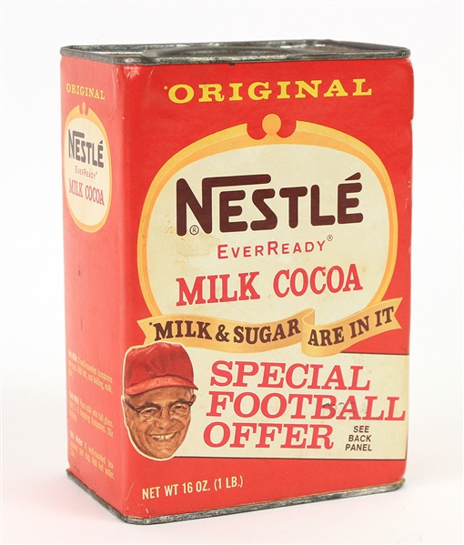 1960s Vince Lombardi Green Bay Packers Nestle EverReady Milk Cocoa Container