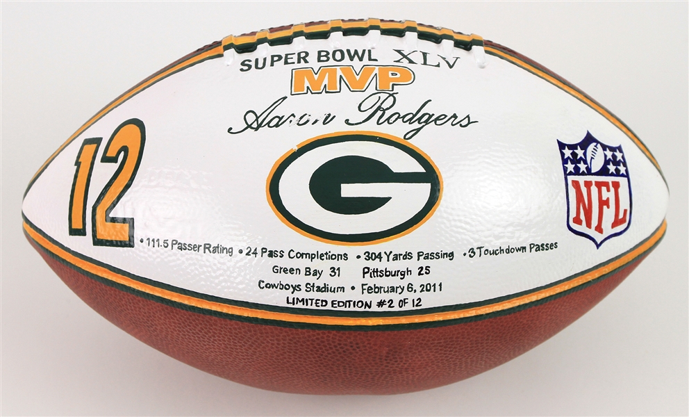 2011 Aaron Rodgers Green Bay Packers ONFL Goodell Super Bowl XLV MVP Painted Football (MEARS LOA) 2/12