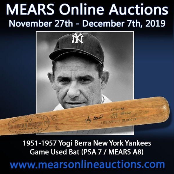 1951-57 Yogi Berra New York Yankees Signed H&B Louisville Slugger Professional Model Game Used Bat (MEARS A8 & PSA/DNA GU7 & JSA)