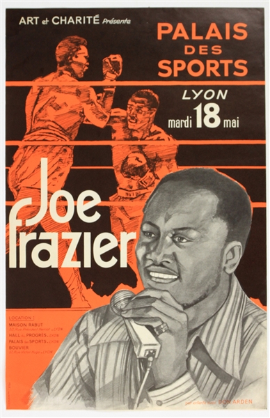 1970s Joe Frazier World Heavyweight Champion 15" x 23.5" Palais Des Sports French Language Poster