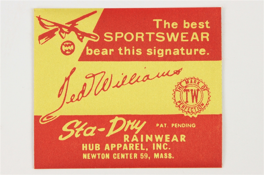 1960s Ted Williams Boston Red Sox StaDry Rainwear Apparel Tag