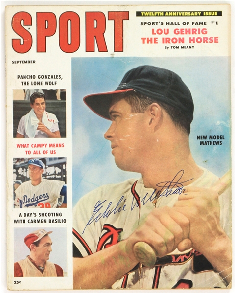 1959 (September) Eddie Mathews Milwaukee Braves Signed Sport Magazine (JSA)