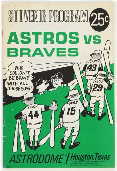 1967 Houston Astros Atlanta Braves Astrodome Unscored Game Program 